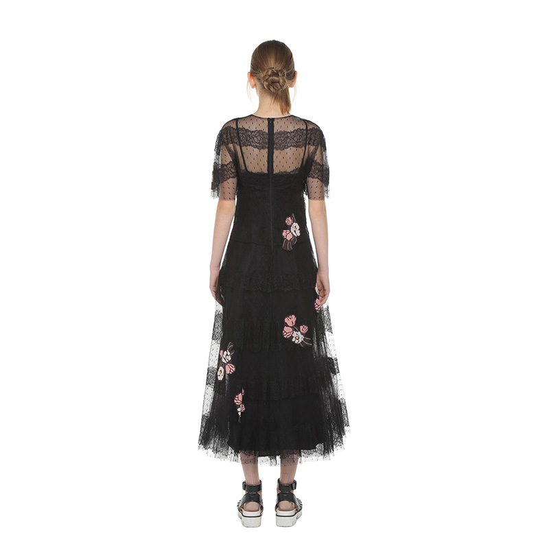 REDValentino/华伦天奴2018新款女士薄纱连衣裙PPR3VA6501GK 0NO